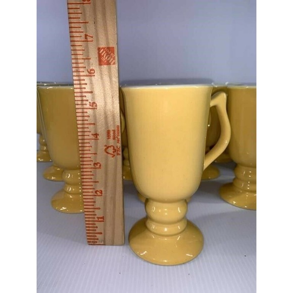 Hall Pottery #1272 Yellow-Footed Pedestal Irish Coffee Mug Handled Vintage Cup - Picture 4 of 4